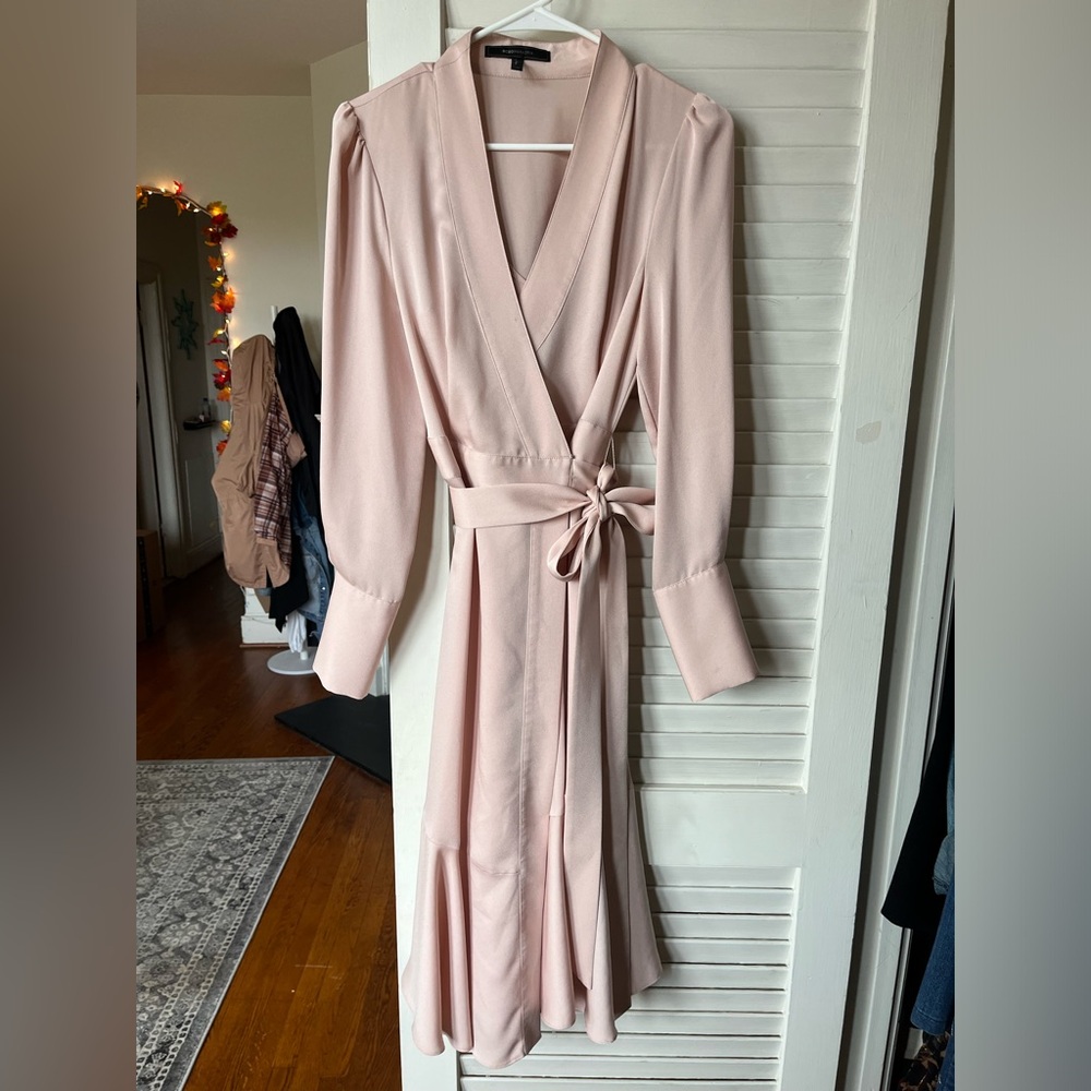 BCBGMaxAzria Blush Long Sleeve Wrap Dress